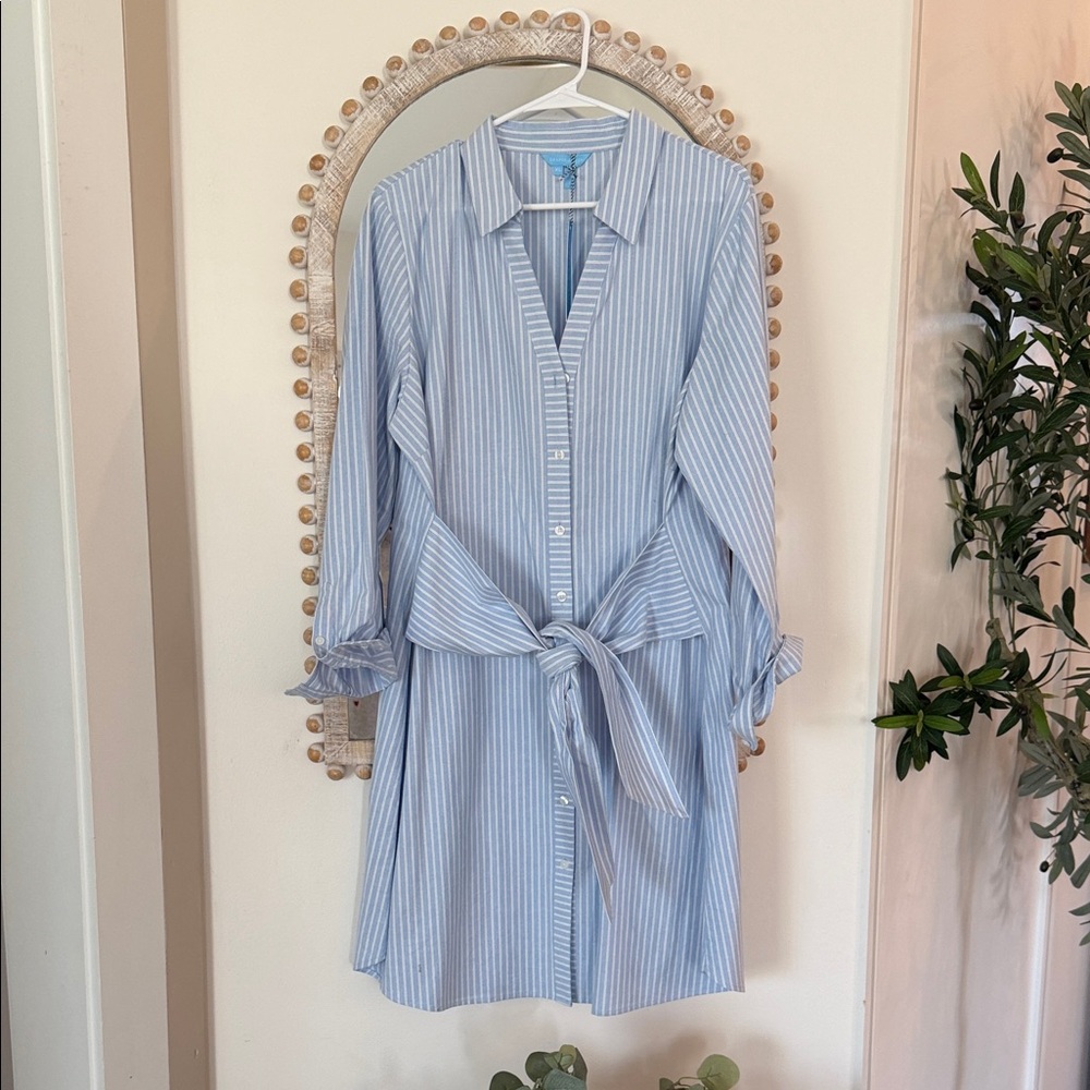 Draper James Blue Striped Midi Dress